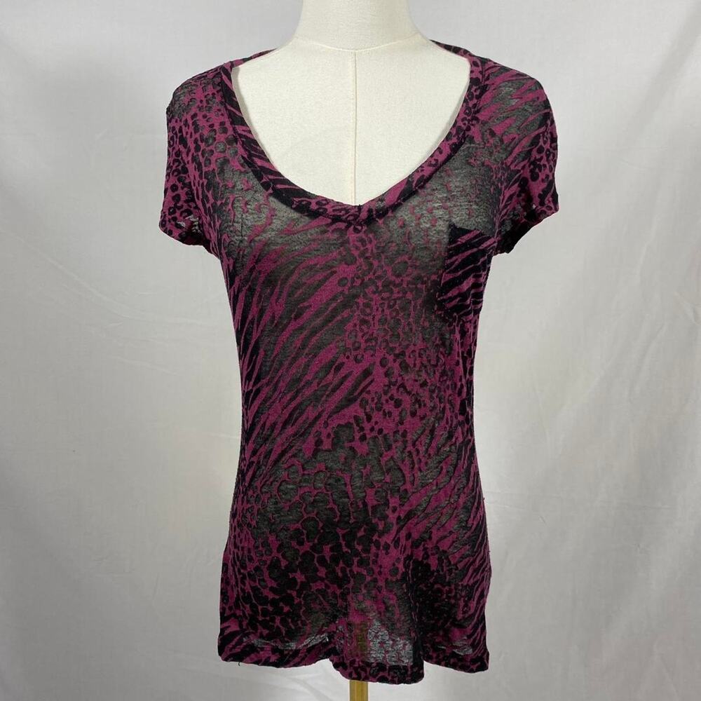 Licorice black and pink animal print sheer top size small y2k indie sleaze